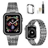 MioHHR Apple Watch用バンド 41mm ソリッドステンレススチールメタルストラップ iWatch Series 9 8 7用 (グレー、41mm)