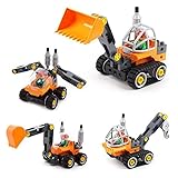 Jellydog Construction Bulldozer, 5 in 1 Engineering Vehicles, Bulldozer Toy Truck, Large Variety Con