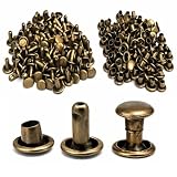 両面カシメ 大 9mm 10mm（足）100組 アンティークゴールド レザークラフト 革 バッグ 補修 金具 手芸 クラフトパーツ屋