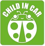 imoninn CHILD in car ステッカー　【マグネットタイプ】　No.04　テントウ虫さん　（黄緑色）