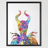 Dignovel Studios 8X10 Maleficent Sleeping Beauty Watercolor illustration Art Print Nursery Kids Art 