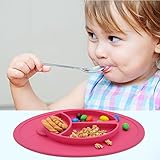 Kuke 三つ（レッド　ブルー　グーリン）防水シリコン　吸盤付き　強い吸着力かわいいビートル形プレート　遊び食べ 離乳食 ベビー食器　ランチ皿　お食事マット　赤ちゃんミニマット　子供食器　ベビー用品