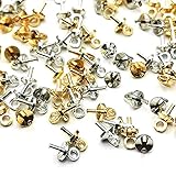 【BEAUTY PLAYER】ヒートンキャップ 挿入ヒートン 4*8mm ゴールド*50個+シルバー*50個 uvレジン アクセサリー パーツ 金具 ハンドメイド 手芸 クラフト DIY