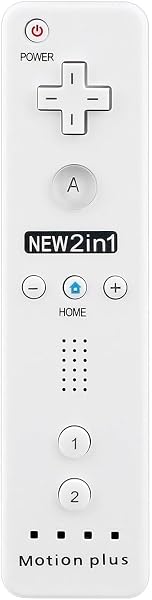 OSTENT 2in1 リモートコントローラー モーションプラス内蔵 任天堂 Wii コンソール ゲームに対応 (White) - 1
