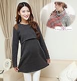 【ChouChou selection】めちゃめちゃ可愛いふもふあったか裏地 チュニック ワンピ 授乳口付き マタニティウェア とってもお得な授乳ケープのおまけ付き XL