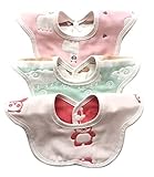 ベビー ビブ スタイ よだれかけ 男の子 女の子 3枚セット ※便利なエコバッグ付き (女の子)