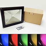 HouLight high power 50W RGB LED Flood Light IP65-Waterproof (85V-265V AC) with US plug for Park, Gar