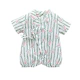 ALLAIBB 浴衣 甚平 新生児 ロンパース 夏 半袖 女の子 かわいい 花火大会 ギフト 0-18M size 73 (グリーン スイカ)