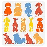 FINGERINSPIRE 犬用ステンシル 11.8x11.8インチ 子犬 犬 座っているステンシル テンプレート プラスチック 犬 パターン ステンシル 大型 再利用可能 犬 座るステンシル DIY ペイント ホーム 壁 家具 装飾