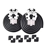 Vicloon 極厚 コーナークッション 2M×2本+ベビー コーナーガード8個+ドアストッパー2個 安全対策用品 赤ちゃん ケガ防止 ベビー安全用品 両面テープ付き (ブラック)