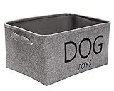 Pethiy キャンバス 犬 おもちゃ バスケット ハンドル付き 衣類収納 犬 おもちゃ収納 おもちゃ入れ おもちゃ入れ 犬 おもちゃ入れ 犬 おもちゃ入れ 小物入れ グレー