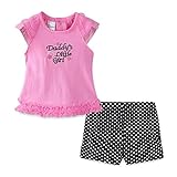 LittleSpring ベビー Ｔシャツ パンツ セット フリル ブラウス ショーツ 肌着 スーツ 子供服 女の子 夏 ピンク 12M