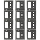 Sunlite e222 / S / 12pk 2ギャングトグルスイッチと装飾スイッチコンセントコンボプレート