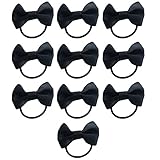 Freedi 10個入りヘアバンドTies Bow for Kidsゴムロープゴムバンドポニーテールホルダーヘアアクセサリー M ブラック 51512218PZHX6