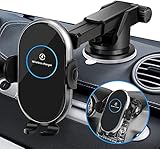 Beagren 車載ホルダー 【電池内蔵 15W急速】Qiワイヤレス充電 スマホホルダー LED 鏡面仕上げ 吸盤＆エアコン吹き出し口式両用