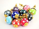 set of 10 polka dot ceramic cupboard cabinet knobs drawer pulls Small 1" diameter