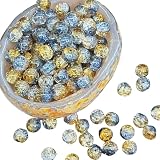 ガラスビーズ 10mm 100個入り ラウンドビーズ アクセサリー制作 手芸 ビーズパーツ ブレスレット ネックレス ライトカラー (ペールブルー＆イエロー) NYANDELMO ND-0279-R02-H87-PBLYE