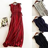 夏の女性の女の子Vネックのイブニングドレスロングドレスの妊婦のドレス妊娠服伸縮性のあるソフトルーズなスリムなファッションパーティー外出ビーチドレス 吸収性 通気性 (巾着ウエスト/ワインレッド)