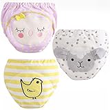 LILY CUPS　イギリス風　トレーニングパンツ　中股4層　3枚組 　可愛いパンツ(90cm, 紫)