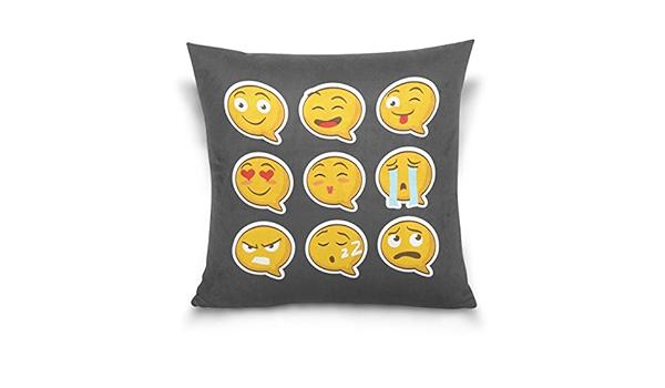 Amazon Co Jp Folpply面白い顔文字絵文字枕ケース16 X 16 Cm カスタマイズされたコットンファスナー付き正方形クッションカバーソファベッドソファホームインテリア 16 X 16 ホーム キッチン