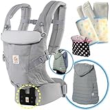 エルゴベビー防寒セット ADAPTアダプト/パールグレー 【正規品2年間保証-SG認定】 防寒ダウンケープ+よだれパッド+収納ポーチ付