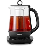 アイリスオーヤマ 電気ケトル ガラスタイプ 1.5L 9段階温度調節付 保温設定付 沸騰後自動OFF フィルター掃除可能 茶こし付 ブラック IKE-G1500T-B