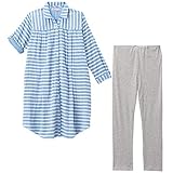 アビックス マミールナ マタニティパジャマ長袖授乳口付き M-L ブルー ダブルガーゼ・スムース 377444