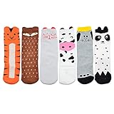 赤ちゃん膝高Cartoon Socks 6 Pairs with動物デザイン