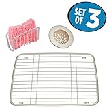 mDesignキッチンシンクアクセサリーセット、シンクグリッド、Sink Strainer、スポンジcradle- 3のセット、サテン