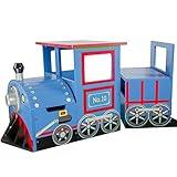 Teamson Kids - Little Kids Blue Train Writing Desk on Wheels and Storage Bench Set [並行輸入品]