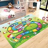 [ZS2L7] キッズラグ 子供部屋 ラグ デスクマット 数字柄 線路 プレイマット ABC カーペット 40*60cm ラグマット 長方形 水洗い可 カラー2 シティー ホットカーペットカバー 対応 夏用 リビング ダイニング お祝い 誕生日 クリスマス お遊びラグ