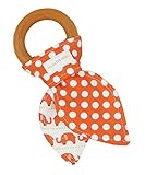 Natural Organic Maple Wooden Teething Ring Toy - Bunny Ears Teether - 100% Cotton Front & Back- Oran