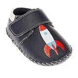 Tortor 1bacha(JP) ベビーシューズ　ファーストシューズ　ベビー　男の子　ロケット　赤ちゃん　本革　柔らかい　ベビー靴　乳児靴　歩行練習　出産祝い　プレゼント　黒　11.5－13.5cm
