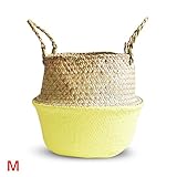 prokth cheng-store Collapsible Sea Grassハンドメイド編みフラワーバスケット M イエロー EJ0074702-LYQ29455580