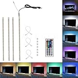 Minger USB LED Strip Lights Kit, 4 Pre-Cut One Foot Strips & 3 Wire Mounting Clips & 44 Key Mini Rem