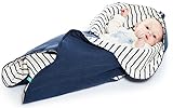 Wallaboo 100% Cotton Baby Blanket Fleur Supersoft for Pram, True Blue/Striped by Wallaboo