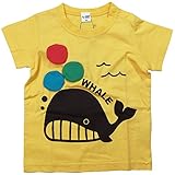 《初夏盛夏対応》 CHEEK ROOM(チイクルーム)  製品洗い加工済み42/2天竺くじら半袖Tシャツ 100cm/YE NO.B-470141