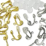 イヤリング パーツ ソフトクリップ式 カン付き ゴールド シルバー 10ペア20個 シリコン カバー 付き 金具 アクセサリーパーツ ハンドメイド 手芸 材料 素材 (ゴールド・シルバー)