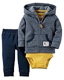 カーターズ ロンパース carter's 男の子用紺xグレーボーダーHANDYMANワッペンxフード付きジャケットお出かけ用上下3点セット (18months(78-83cm)) [並行輸入品]