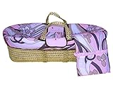 Bacati Retro Flowers Moses Basket, Pink/Chocolate by Bacati