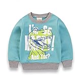 PANCY 子供服 春秋 長袖 Tシャツ キッズ トレーナー 丸い襟 男の子 女の子 可愛い 動物柄(ライトブルー(恐竜),110cm)