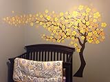Pop Decors Dark Brown/Yellow Go Left Cherry Blossom Tree Flowers Beautiful Wall Stickers for Kids Ro
