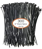 Aroma木1000プレミアムHeavy Duty Zip Ties |ブラックナイロンケーブルタイ 6 Inch Black ZTBW-001