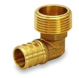 Everflow pxml5834-nl X 5 / 8インチ3 / 4インチPexエルボPex X Mip、鉛フリーDZR真鍮構造、バーブ接続、互換性Pexパイプ配管接続、低コスト、耐久性、簡単にイ