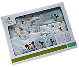 ベビー肌着 肌着セット ミッキー ミニー コンビ肌着 短肌着 グレコロンパス スタイ ミトン 出産祝い ギフト ディズニー (ブルー)