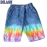 (ディラッシュ)DILASH タイダイ染めデニムハーフパンツ ネイビー 80