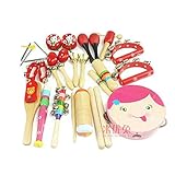 ZMAYA STAR キッズ/子供/ベビー 誕生日 クリスマス プレゼント 木製のロールドラム音楽玩具楽器ごとに - ピンクミニバンド楽器リズムおもちゃバリューパック【16個セット】