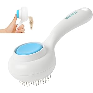 【WIDREAM】ボタンを押して抜け毛が簡単に取れるペット用ブラシ 猫ブラシ 犬ぶらし スリッカーブラシ(中長毛種向け)