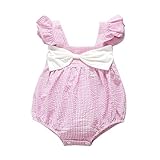 Ochine　夏　ベビー服　ノースリーブロンパース　Hネック　コットン　蝶結び付き　ストライプ柄　女の子　カバーオール　出産祝い　0-3歳設定