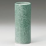 花瓶 青磁唐草彫10号投入 [ 12.4 x 28cm ] 料亭 旅館 和食器 飲食店 業務用